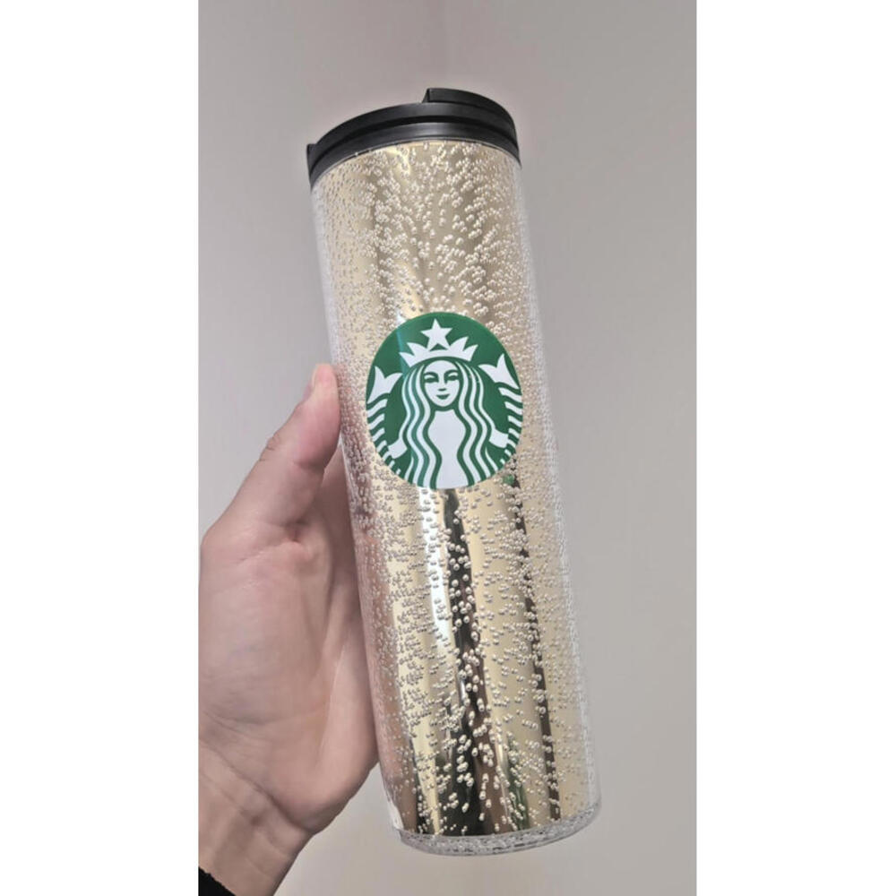 Starbucks Holiday 2020 Gold Bubble Champagne Travel Tumbler 16oz Acrylic New